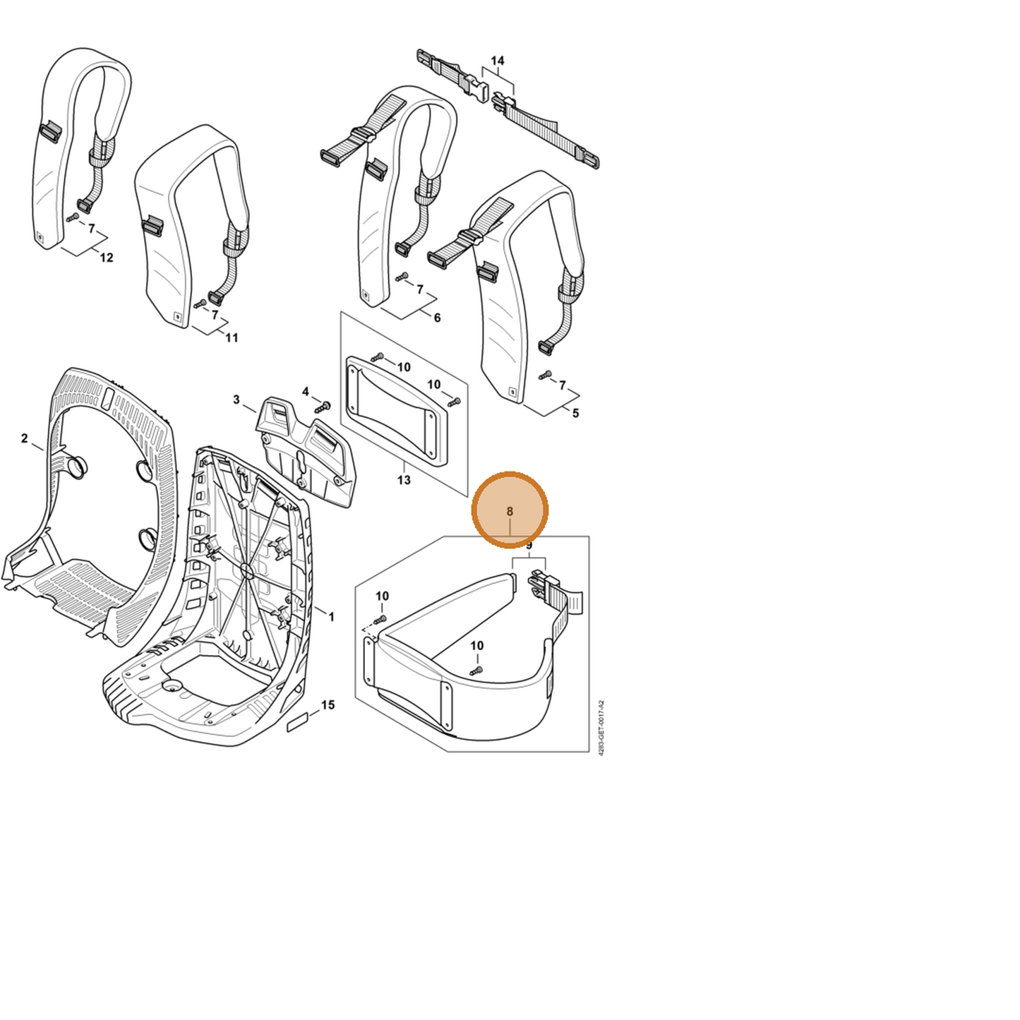 STIHL part 4283-710-9100 — IPL diagram snippet (6x zoom, amber highlight)