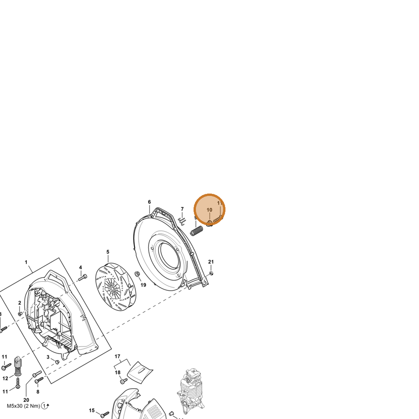 STIHL part 4283-792-2902 — IPL diagram snippet (6x zoom, amber highlight)