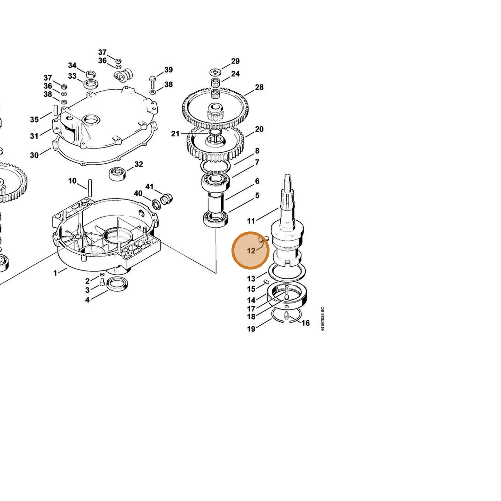 STIHL part 4301-642-4300 — IPL diagram snippet (6x zoom, amber highlight)
