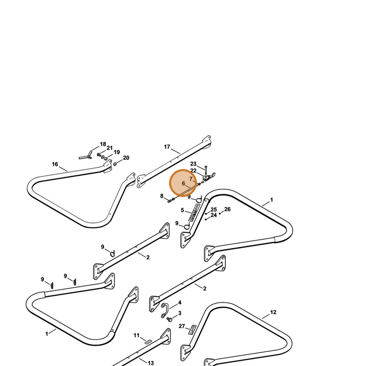 STIHL part 4308-180-1101 — IPL diagram snippet (6x zoom, amber highlight)