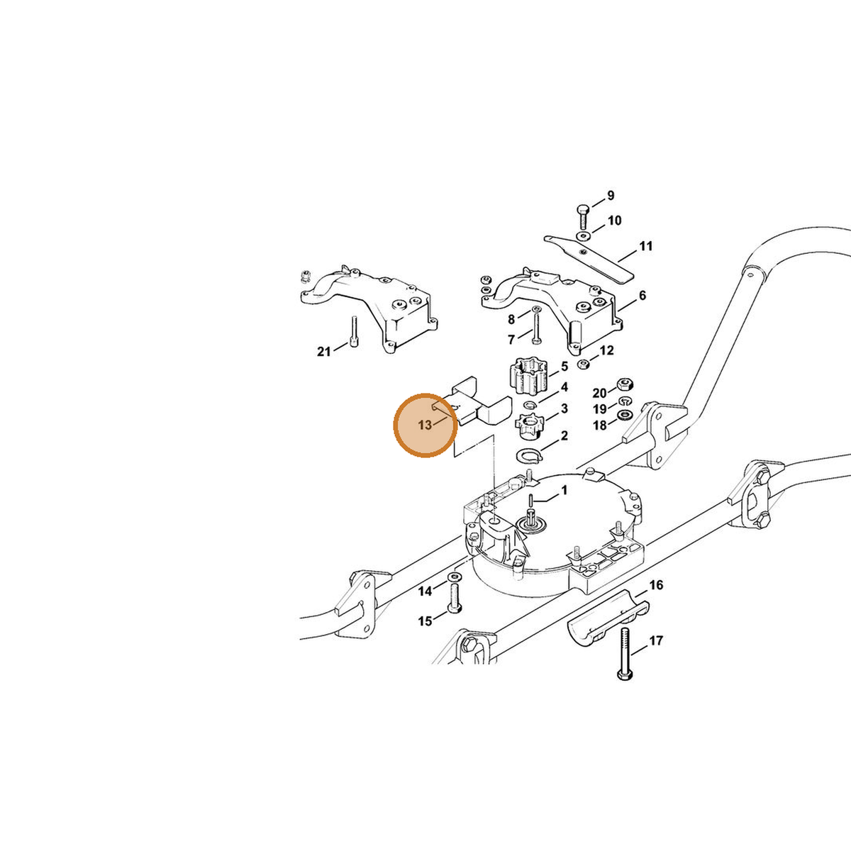 STIHL part 4308-640-7210 — IPL diagram snippet (6x zoom, amber highlight)