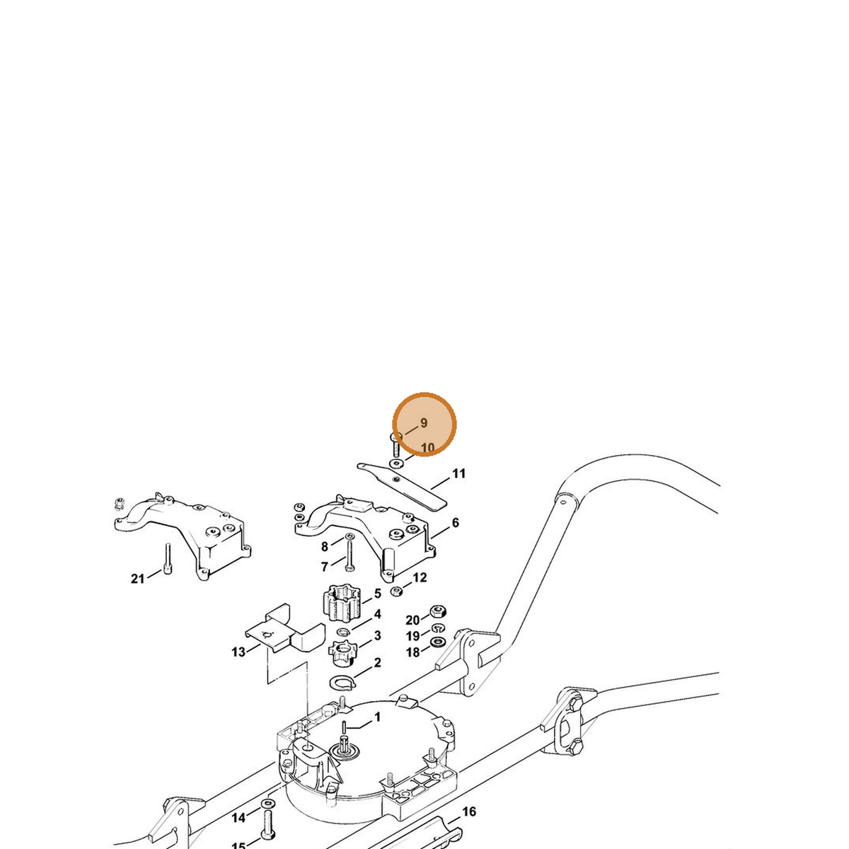 STIHL part 4308-641-3500 — IPL diagram snippet (6x zoom, amber highlight)