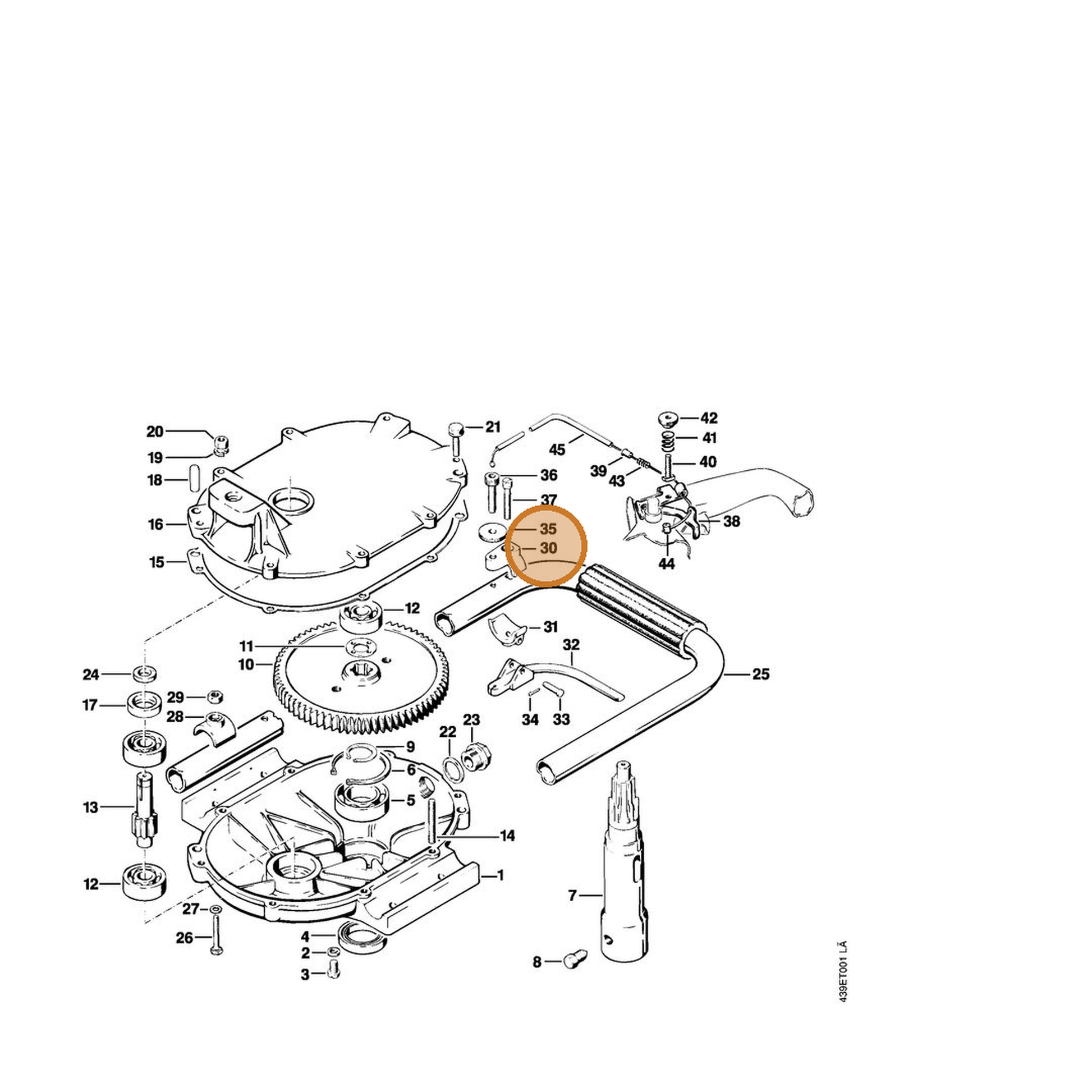 STIHL part 4309-182-2400 — IPL diagram snippet (6x zoom, amber highlight)