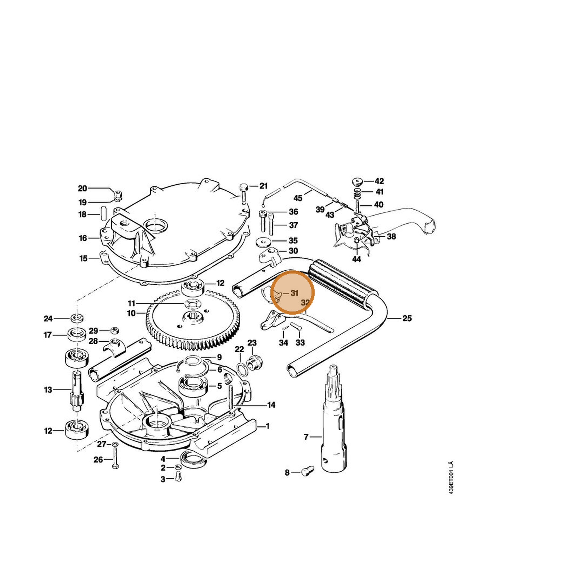 STIHL part 4309-182-2410 — IPL diagram snippet (6x zoom, amber highlight)