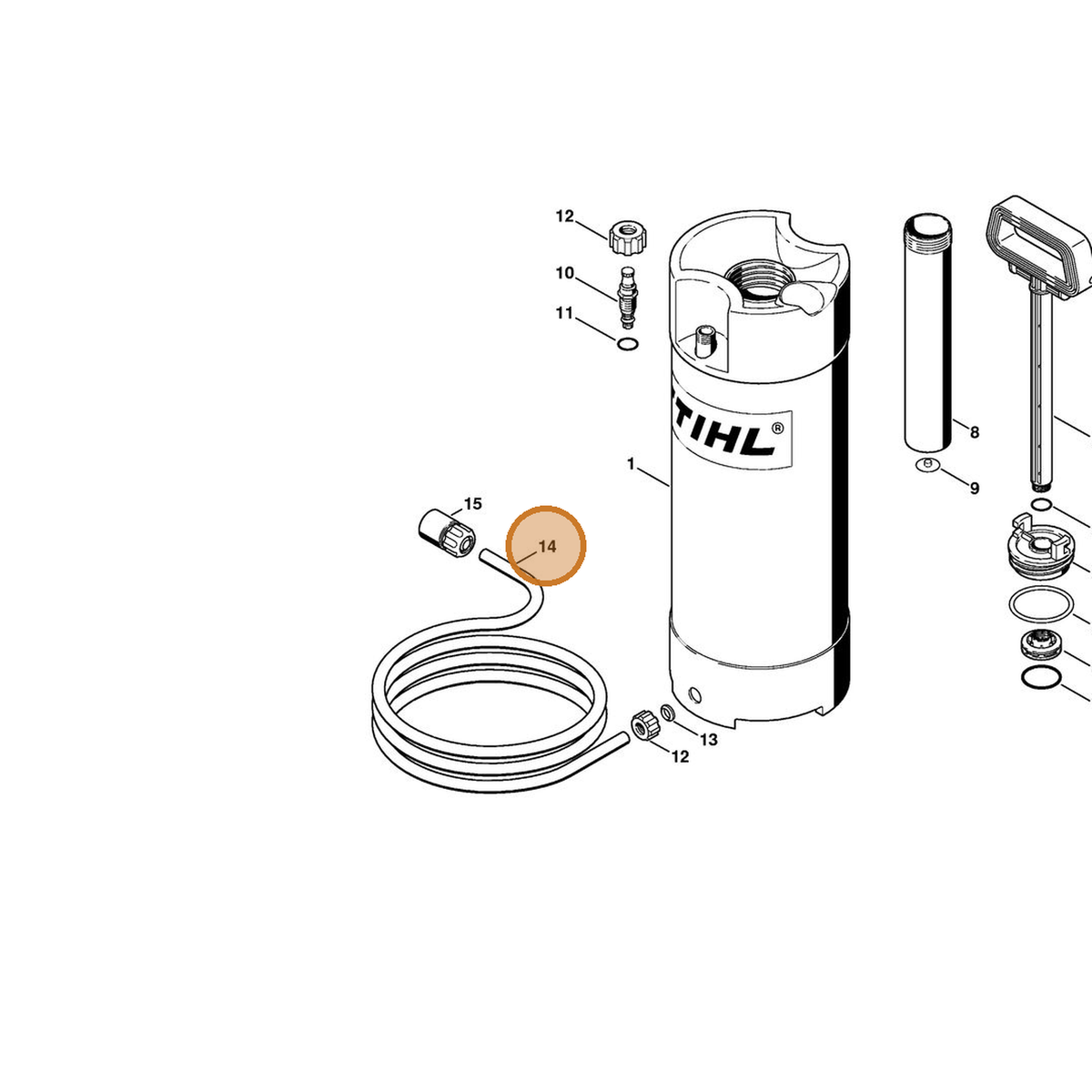 STIHL part 4309-678-1100 — IPL diagram snippet (6x zoom, amber highlight)