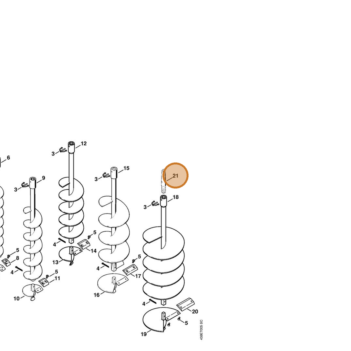 STIHL part 4309-682-3900 — IPL diagram snippet (6x zoom, amber highlight)
