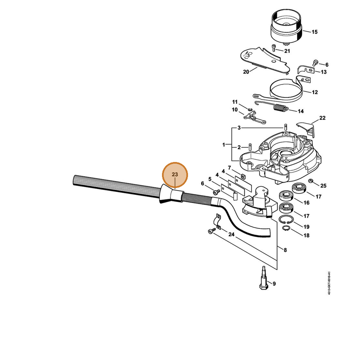 STIHL part 4311-160-4800 — IPL diagram snippet (6x zoom, amber highlight)