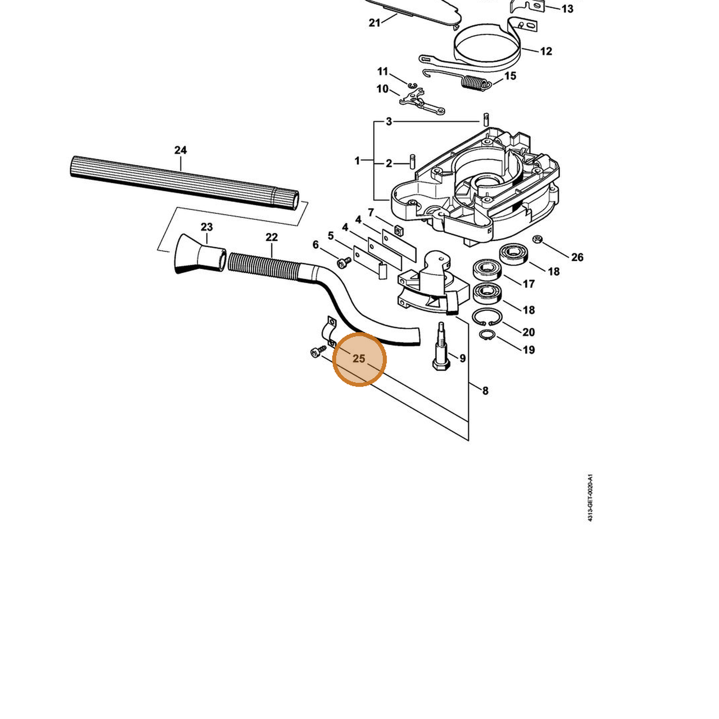 STIHL part 4311-162-2300 — IPL diagram snippet (6x zoom, amber highlight)