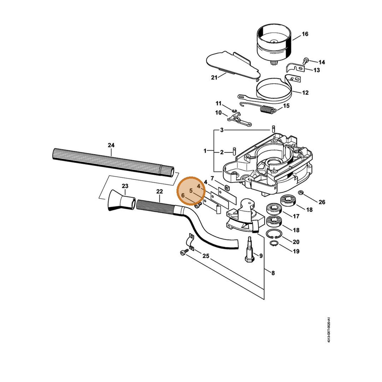 STIHL part 4311-162-7800 — IPL diagram snippet (6x zoom, amber highlight)