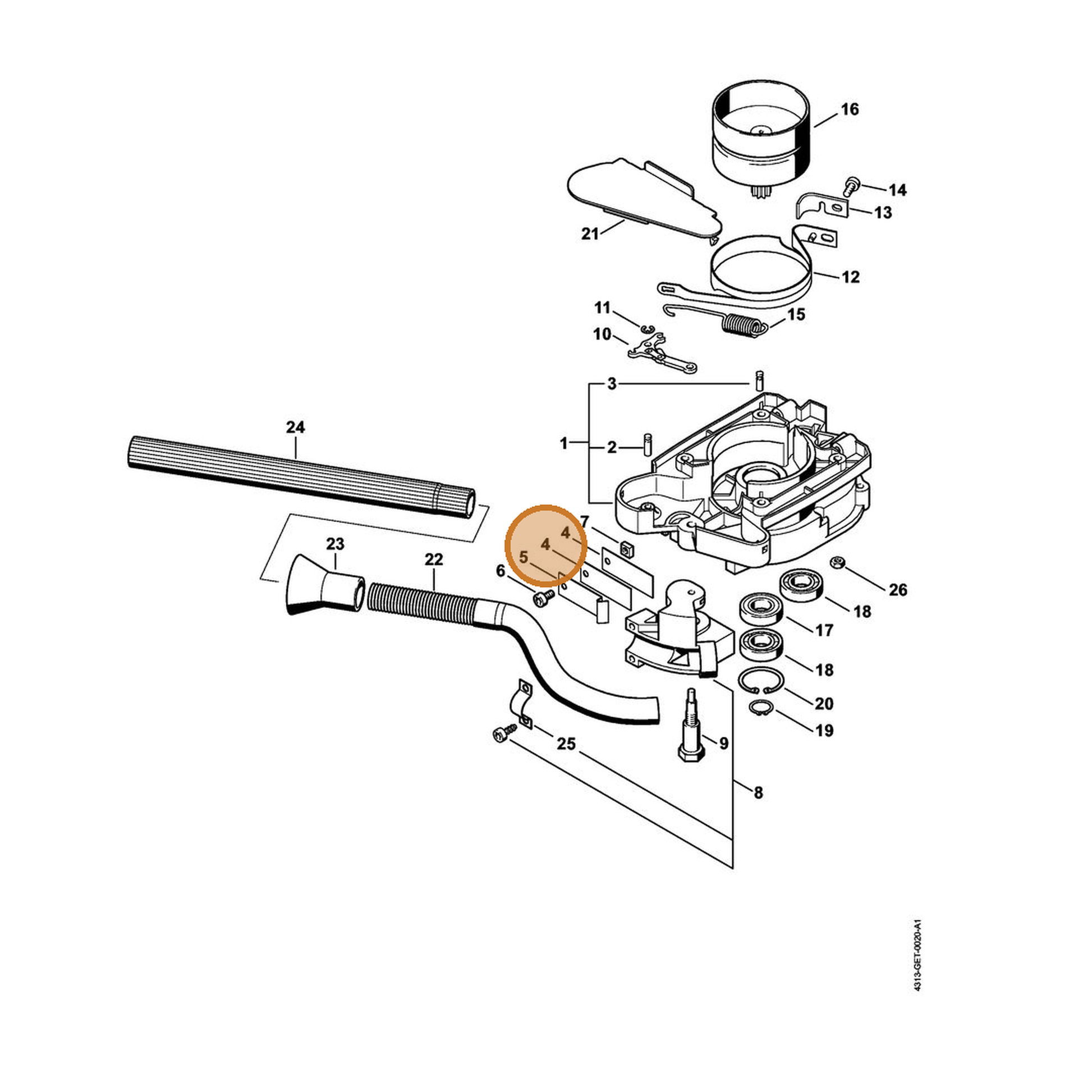 STIHL part 4311-162-7805 — IPL diagram snippet (6x zoom, amber highlight)