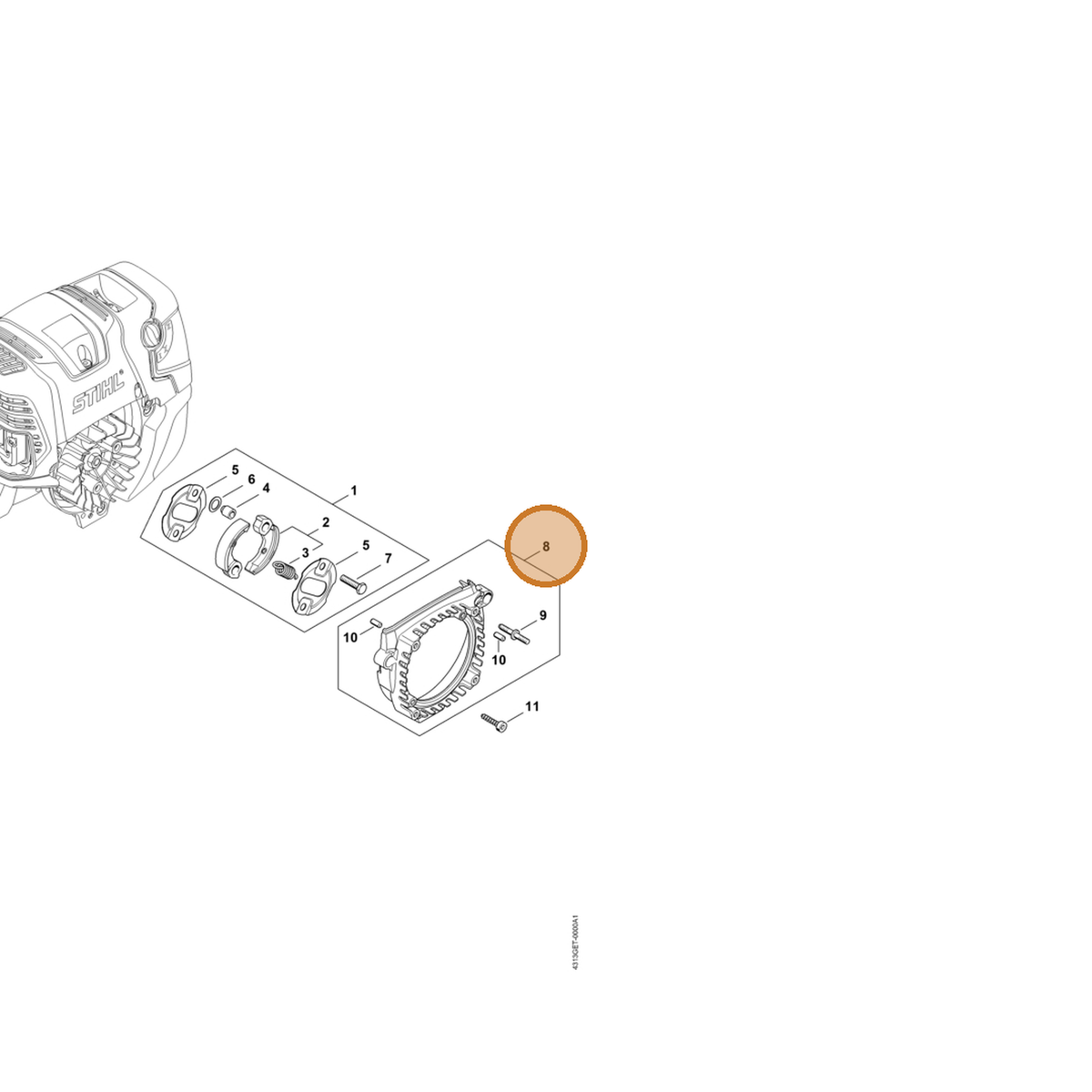 STIHL part 4313-080-1801 — IPL diagram snippet (6x zoom, amber highlight)