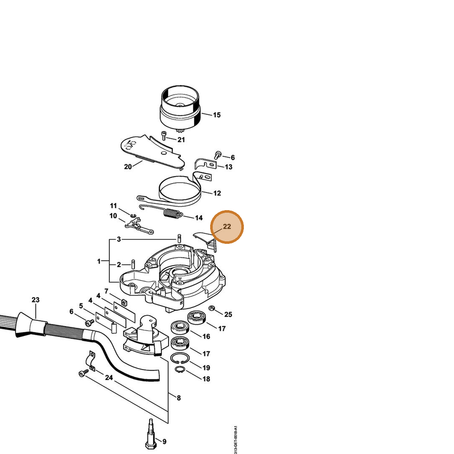 STIHL part 4313-161-1101 — IPL diagram snippet (6x zoom, amber highlight)