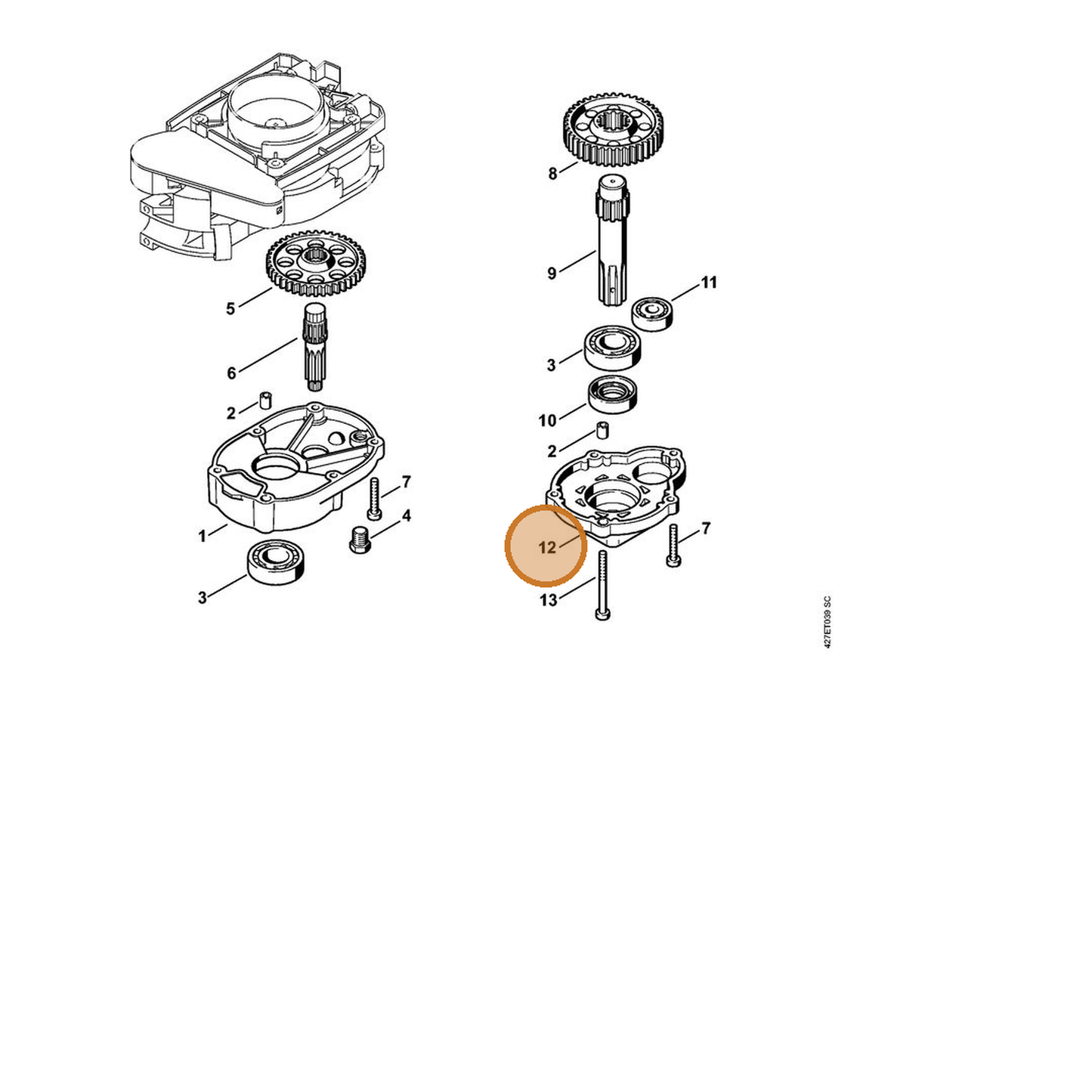 STIHL part 4313-641-0400 — IPL diagram snippet (6x zoom, amber highlight)