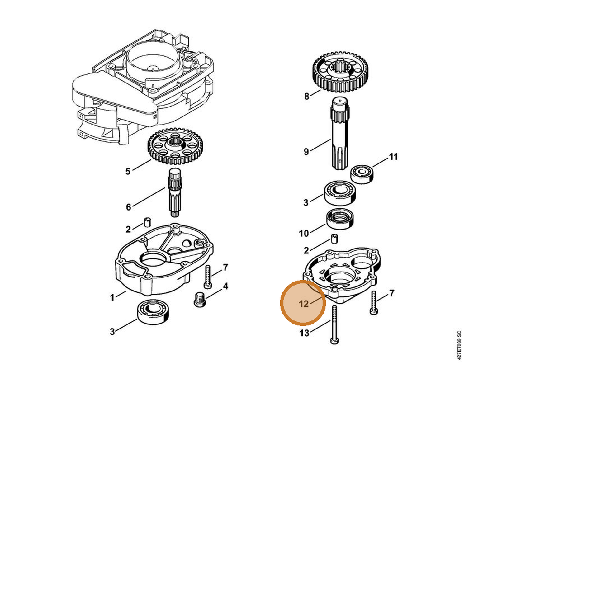 STIHL part 4313-641-0400 — IPL diagram snippet (6x zoom, amber highlight)