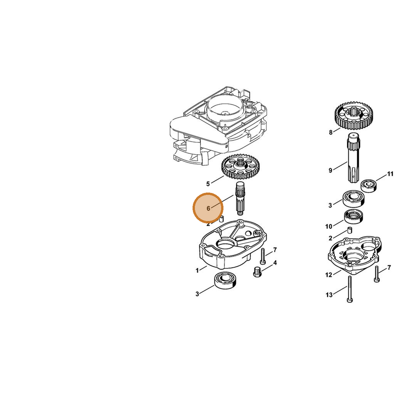STIHL part 4313-642-2500 — IPL diagram snippet (6x zoom, amber highlight)