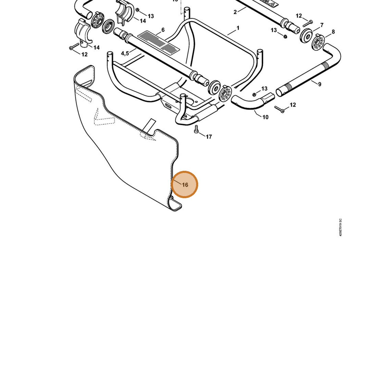 STIHL part 4313-748-2501 — IPL diagram snippet (6x zoom, amber highlight)