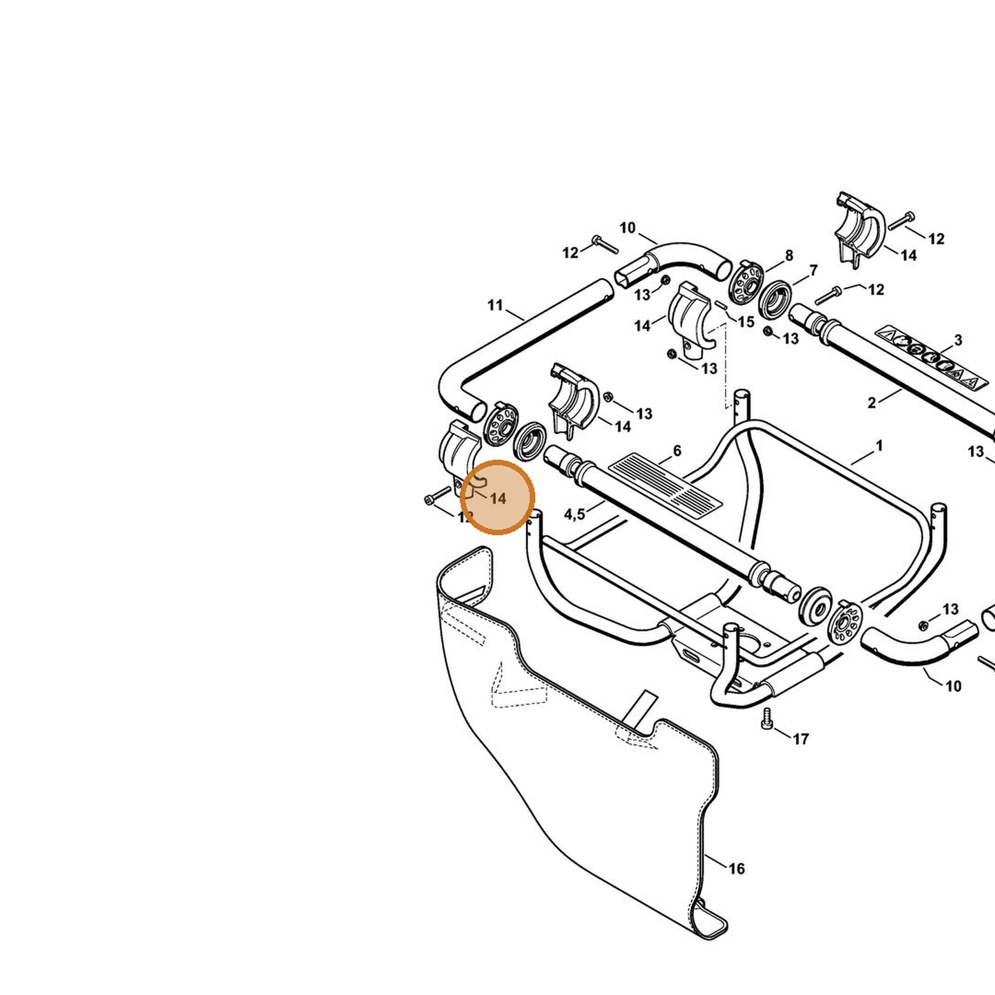 STIHL part 4313-790-0901 — IPL diagram snippet (6x zoom, amber highlight)