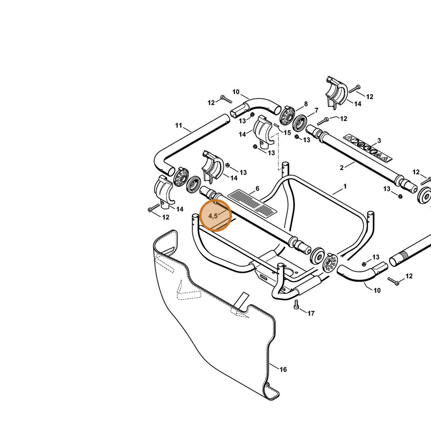 STIHL part 4313-790-2902 — IPL diagram snippet (6x zoom, amber highlight)