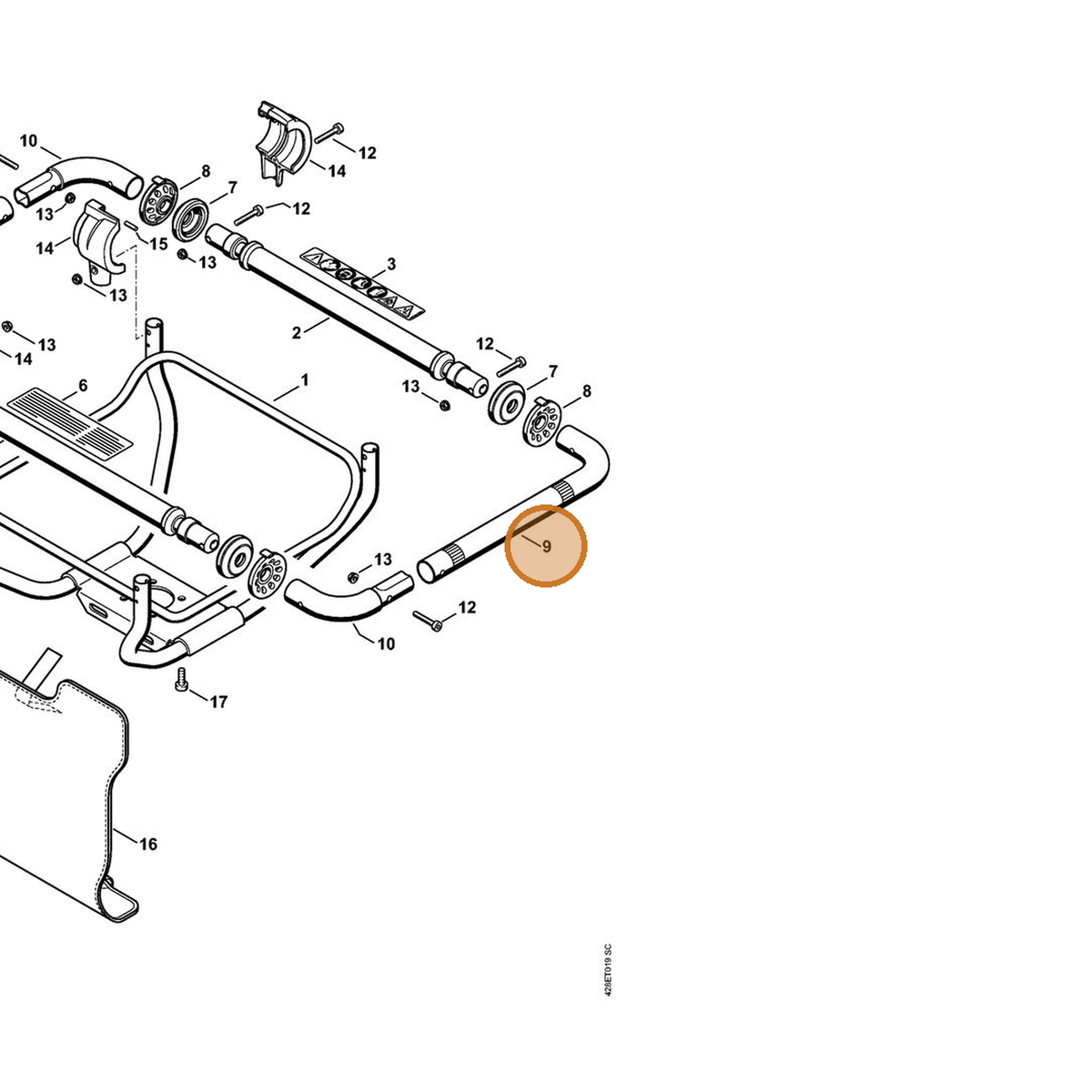 STIHL part 4313-791-1703 — IPL diagram snippet (6x zoom, amber highlight)