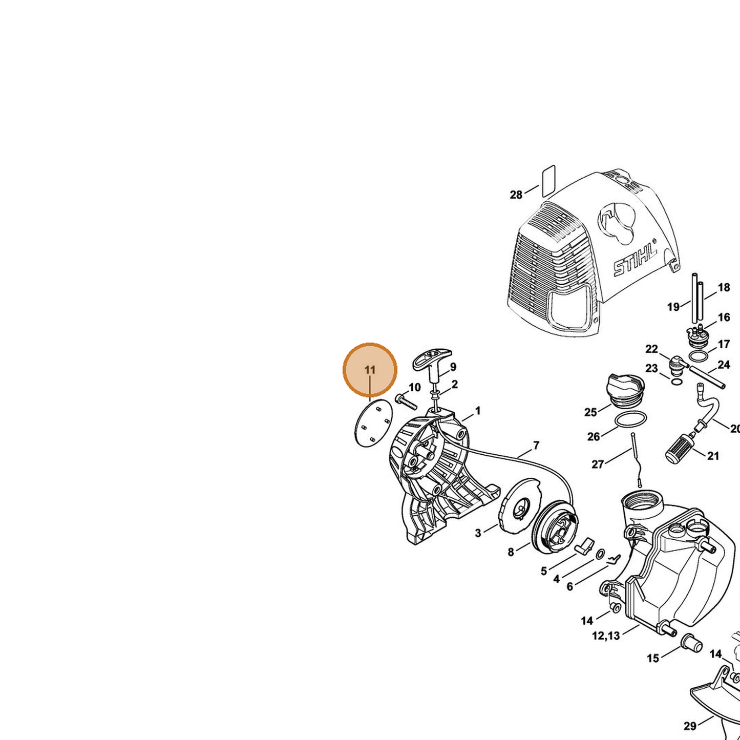 STIHL part 4313-967-1504 — IPL diagram snippet (6x zoom, amber highlight)