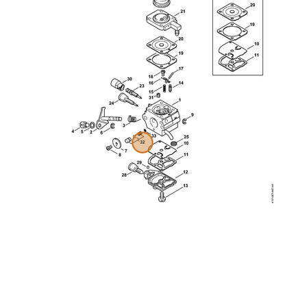 STIHL part 4314-007-1053 — IPL diagram snippet (6x zoom, amber highlight)