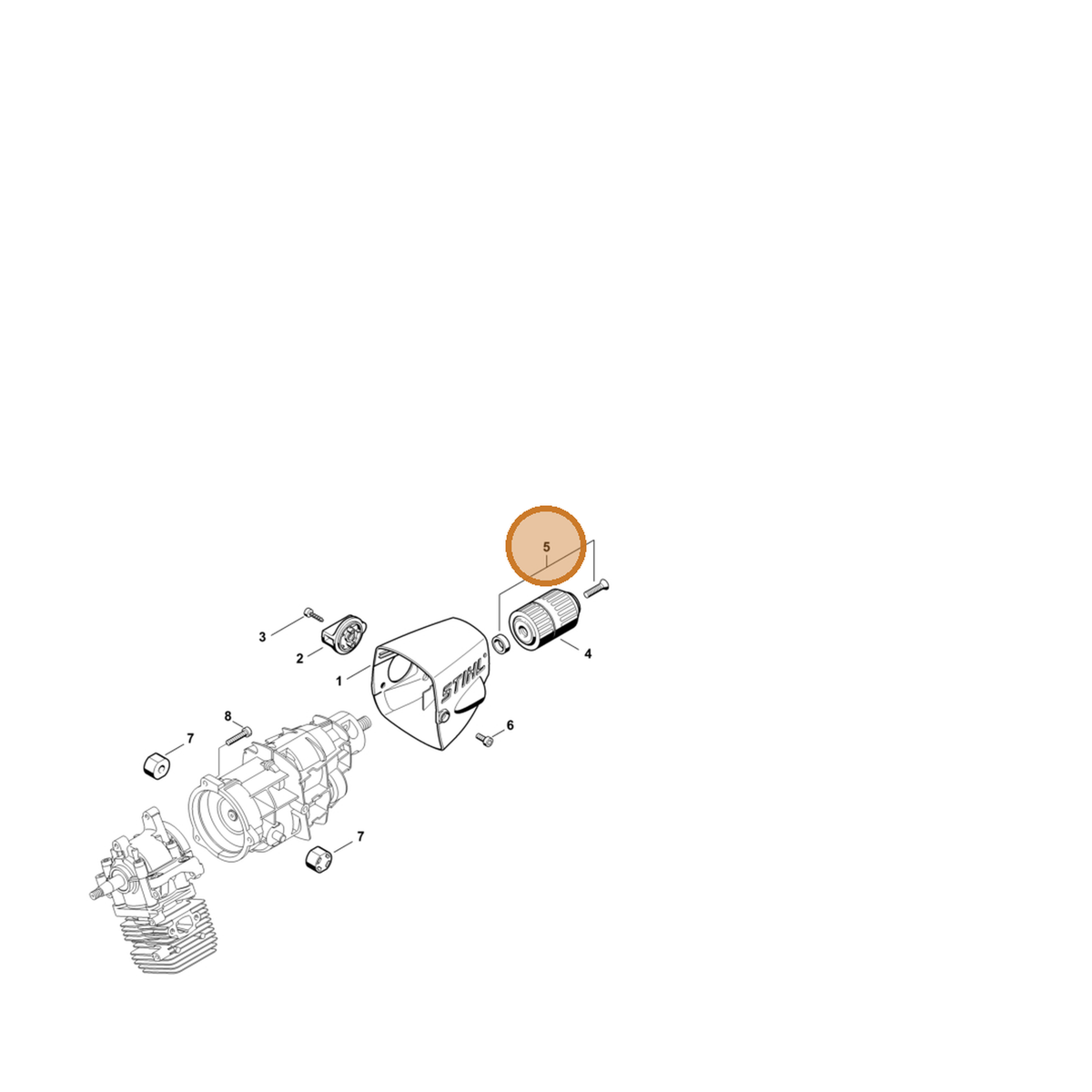 STIHL part 4314-007-1054 — IPL diagram snippet (6x zoom, amber highlight)