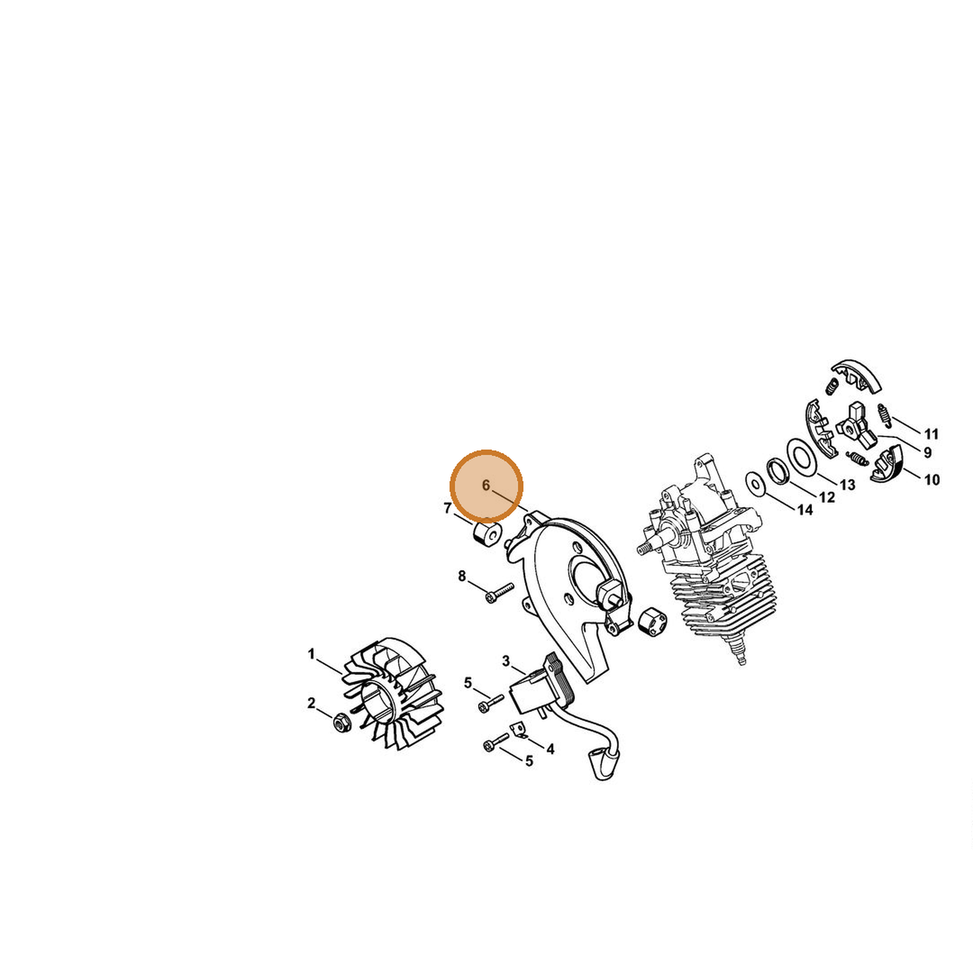 STIHL part 4314-084-1100 — IPL diagram snippet (6x zoom, amber highlight)