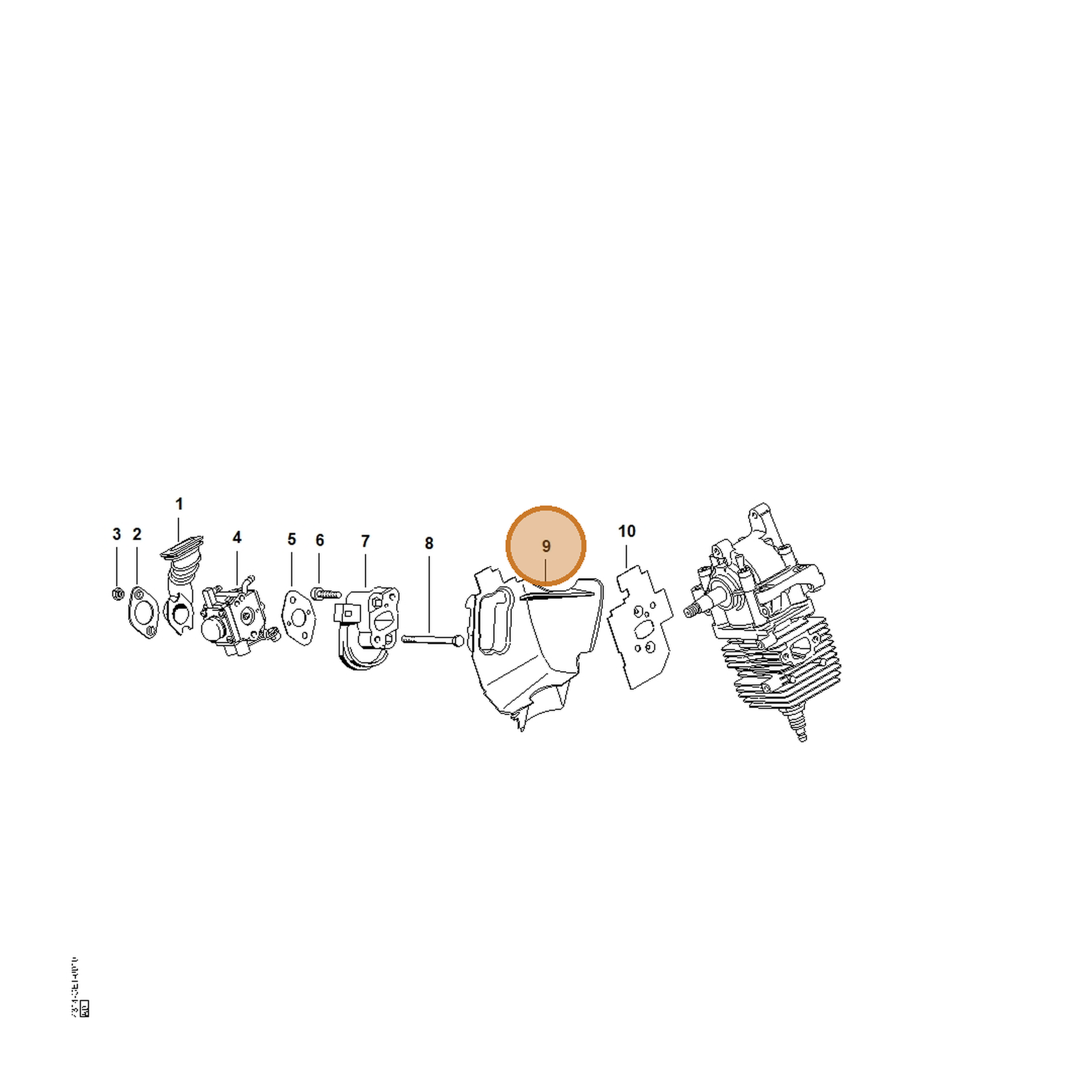STIHL part 4314-087-3000 — IPL diagram snippet (6x zoom, amber highlight)