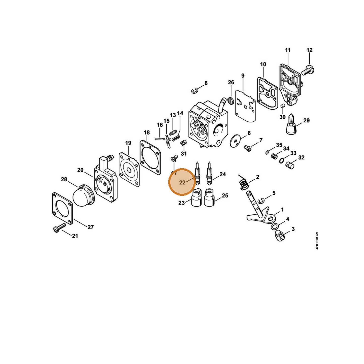 STIHL part 4314-122-6700 — IPL diagram snippet (6x zoom, amber highlight)