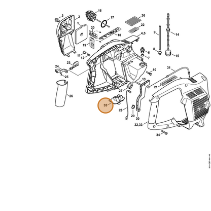 STIHL part 4314-123-7500 — IPL diagram snippet (6x zoom, amber highlight)