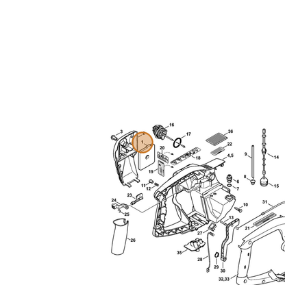STIHL part 4314-124-2800 — IPL diagram snippet (6x zoom, amber highlight)