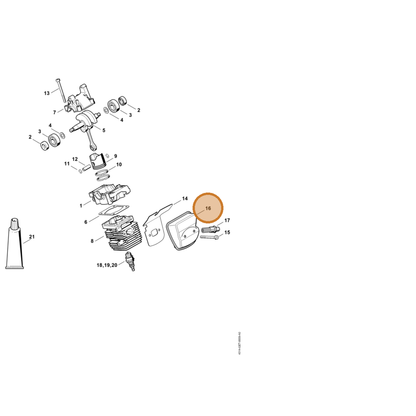 STIHL part 4314-140-0600 — IPL diagram snippet (6x zoom, amber highlight)
