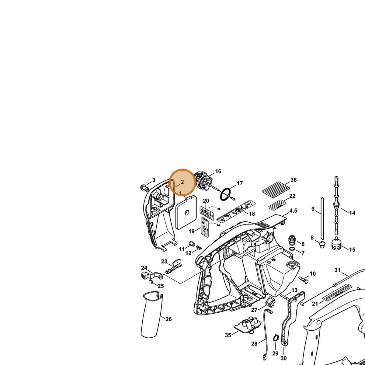 STIHL part 4314-140-1000 — IPL diagram snippet (6x zoom, amber highlight)