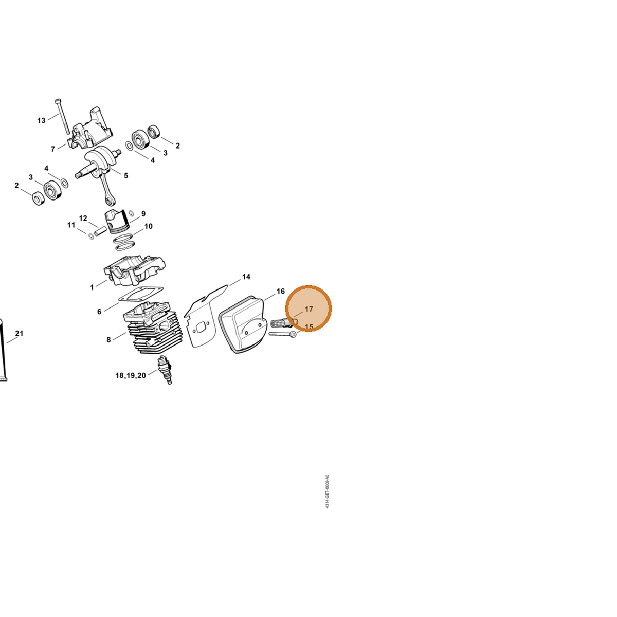 STIHL part 4314-140-6900 — IPL diagram snippet (6x zoom, amber highlight)