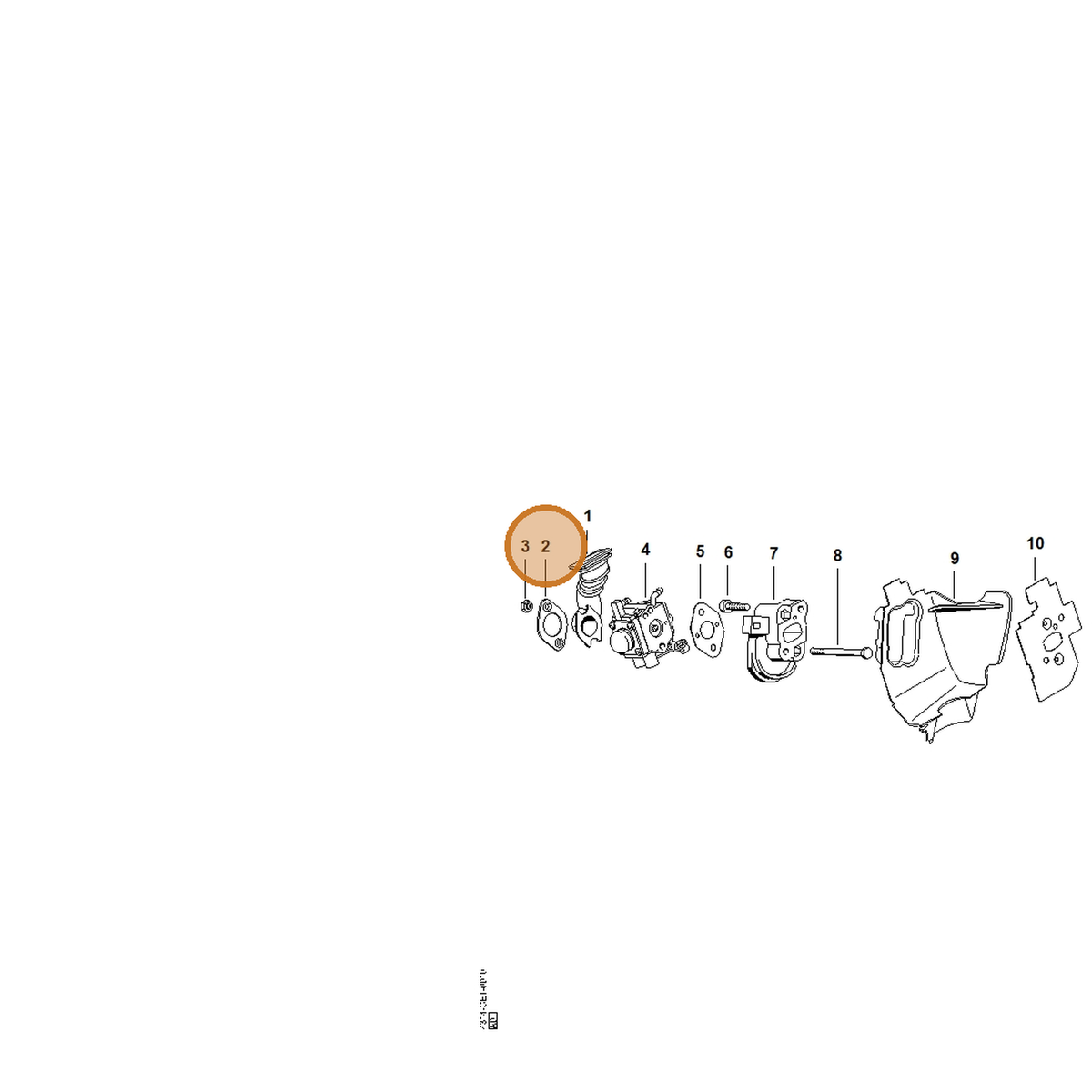STIHL part 4314-141-1500 — IPL diagram snippet (6x zoom, amber highlight)