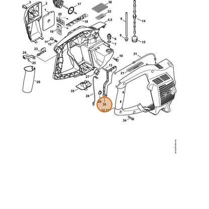 STIHL part 4314-182-1000 — IPL diagram snippet (6x zoom, amber highlight)