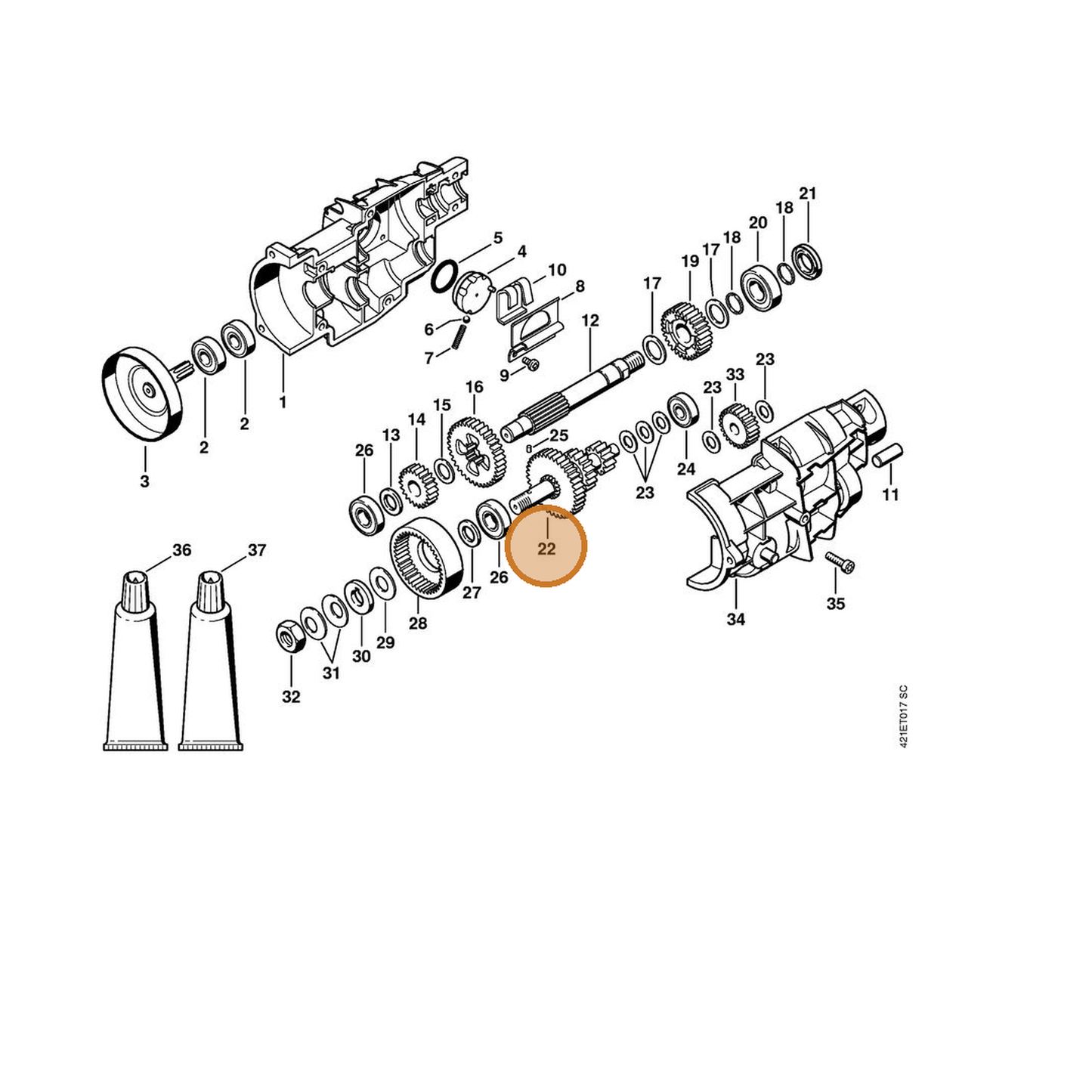 STIHL part 4314-640-2600 — IPL diagram snippet (6x zoom, amber highlight)