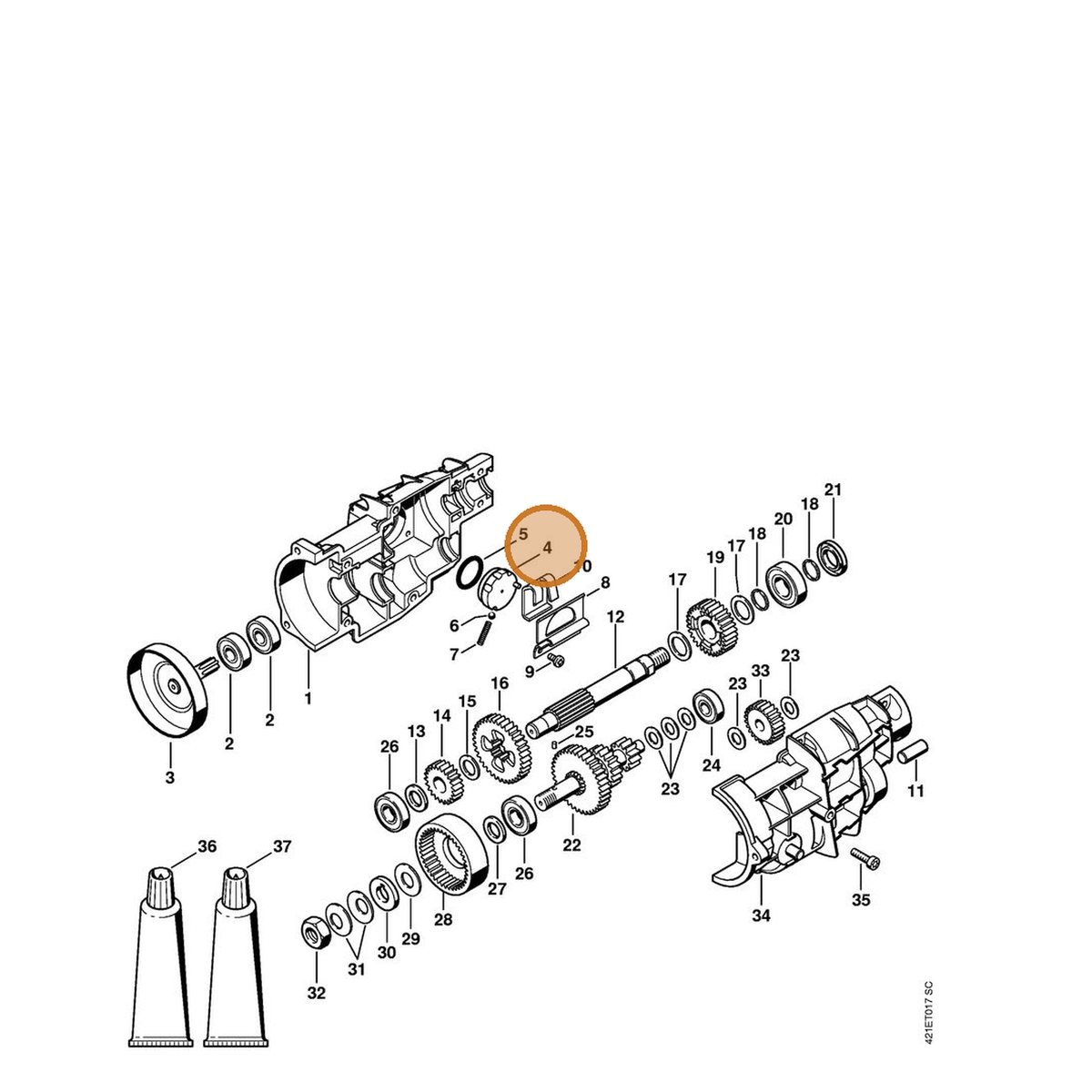 STIHL part 4314-640-5700 — IPL diagram snippet (6x zoom, amber highlight)