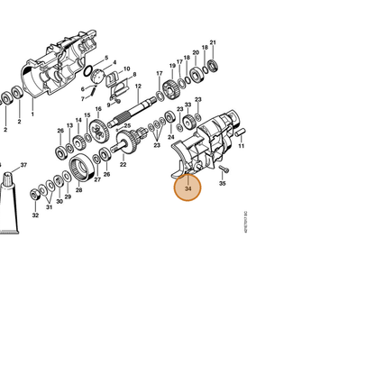 STIHL part 4314-641-0310 — IPL diagram snippet (6x zoom, amber highlight)