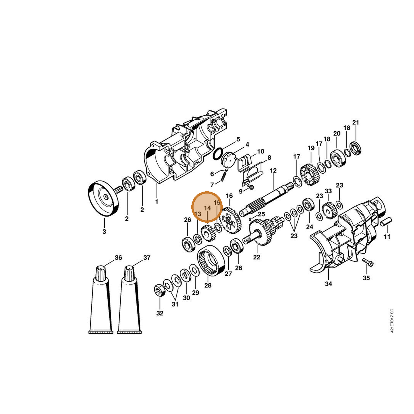 STIHL part 4314-642-0700 — IPL diagram snippet (6x zoom, amber highlight)
