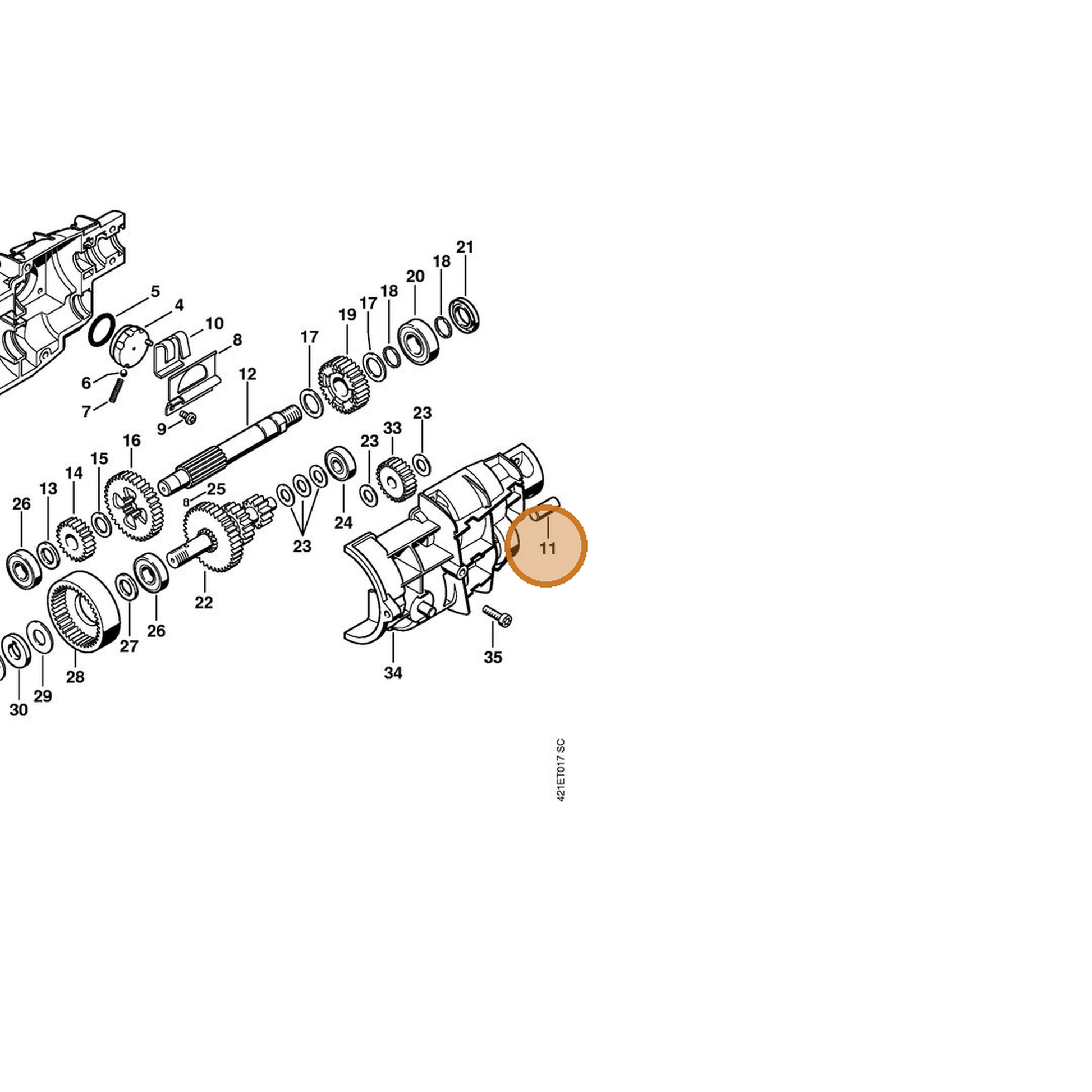 STIHL part 4314-642-2602 — IPL diagram snippet (6x zoom, amber highlight)