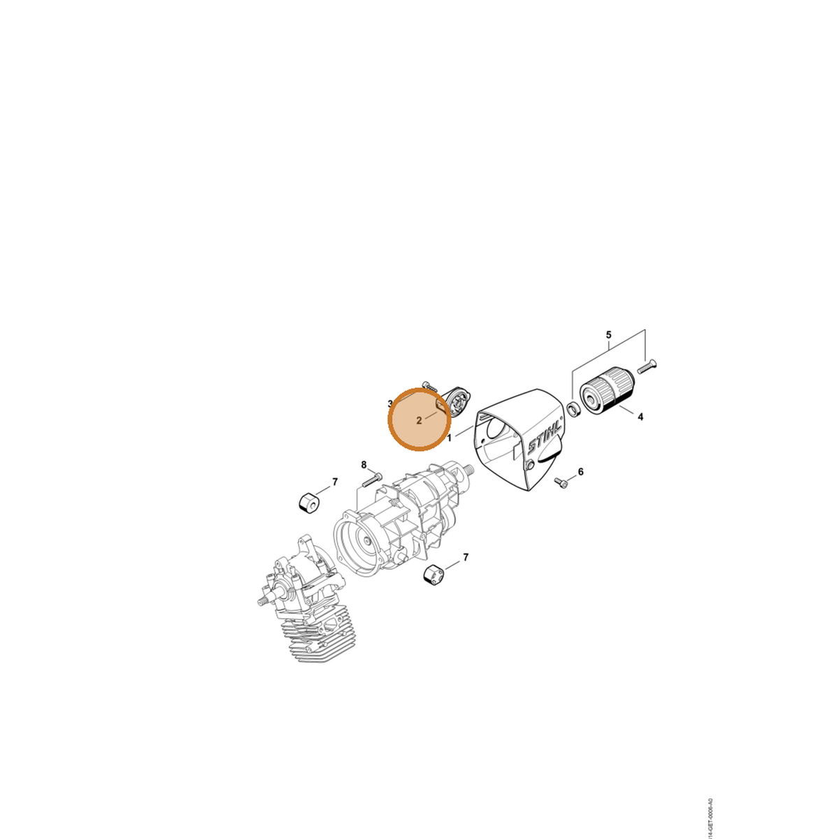 STIHL part 4314-642-2700 — IPL diagram snippet (6x zoom, amber highlight)