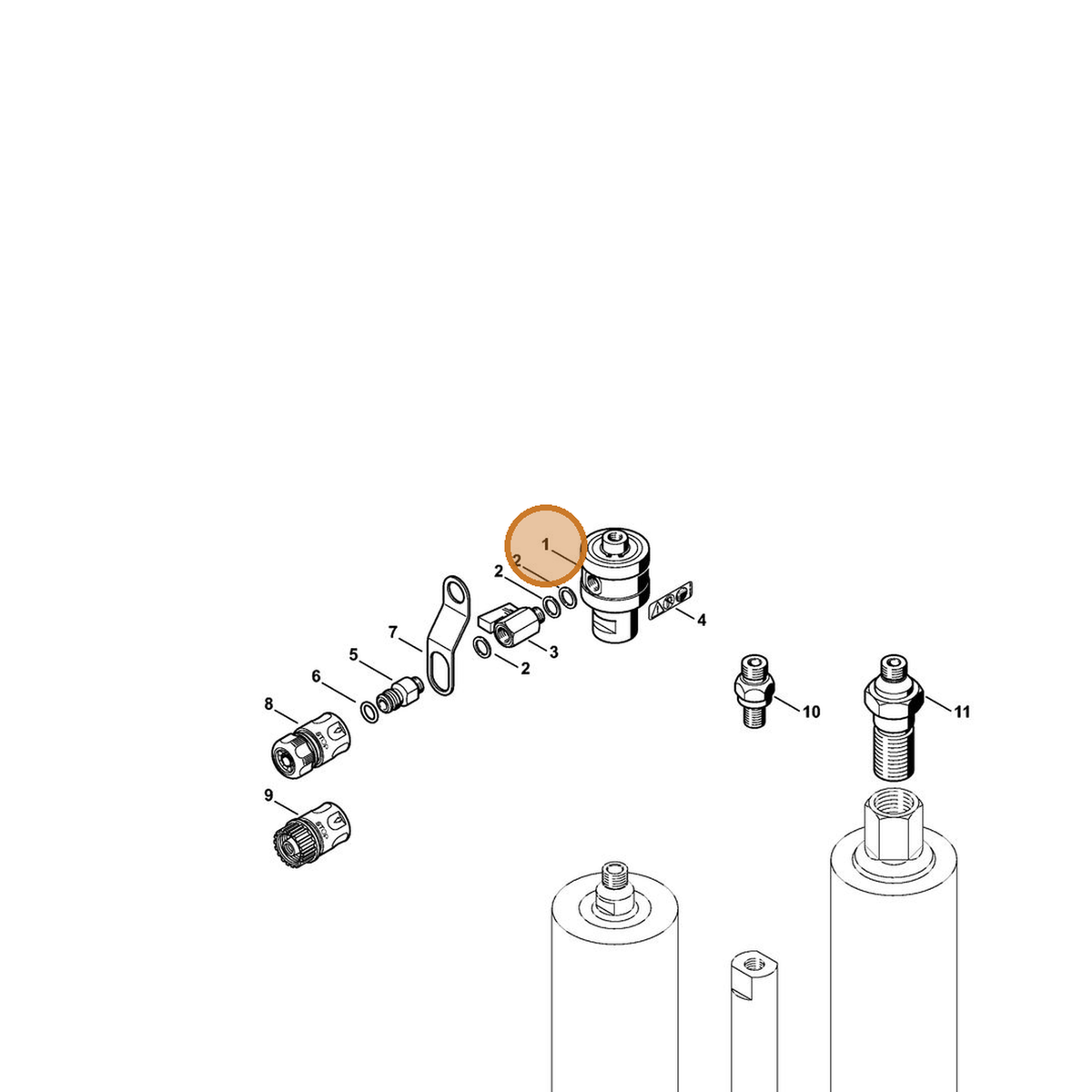 STIHL part 4314-680-0200 — IPL diagram snippet (6x zoom, amber highlight)