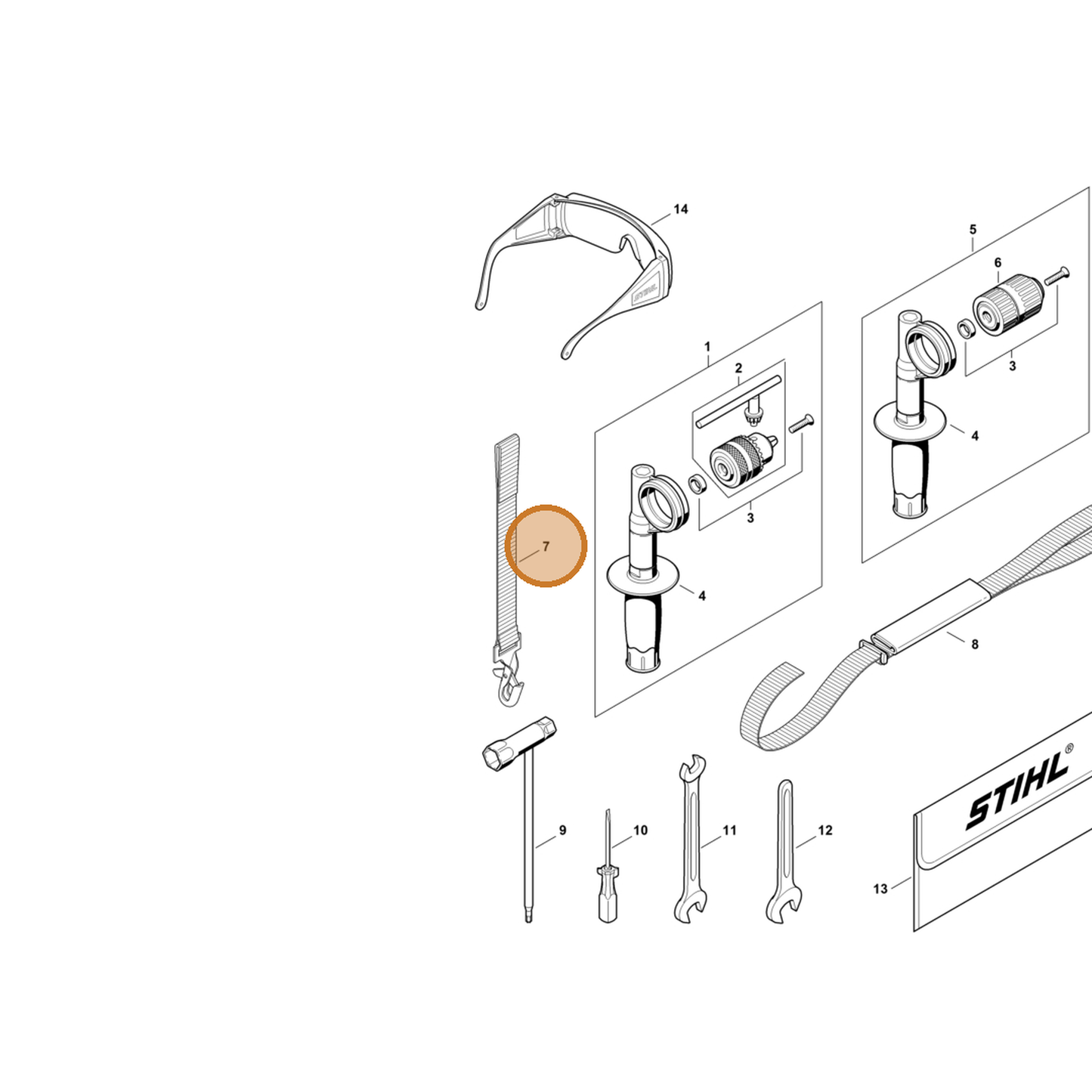 STIHL part 4314-710-6500 — IPL diagram snippet (6x zoom, amber highlight)