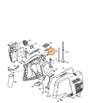 STIHL part 4314-790-1003 — IPL diagram snippet (6x zoom, amber highlight)
