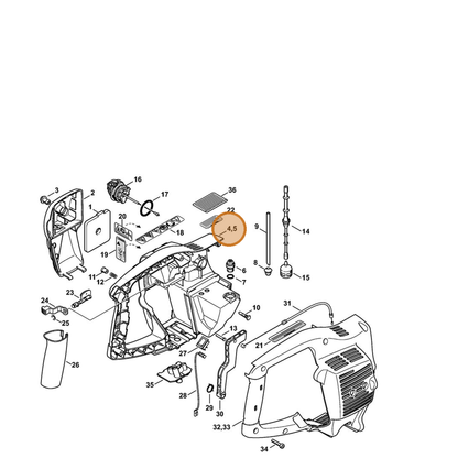 STIHL part 4314-790-1004 — IPL diagram snippet (6x zoom, amber highlight)