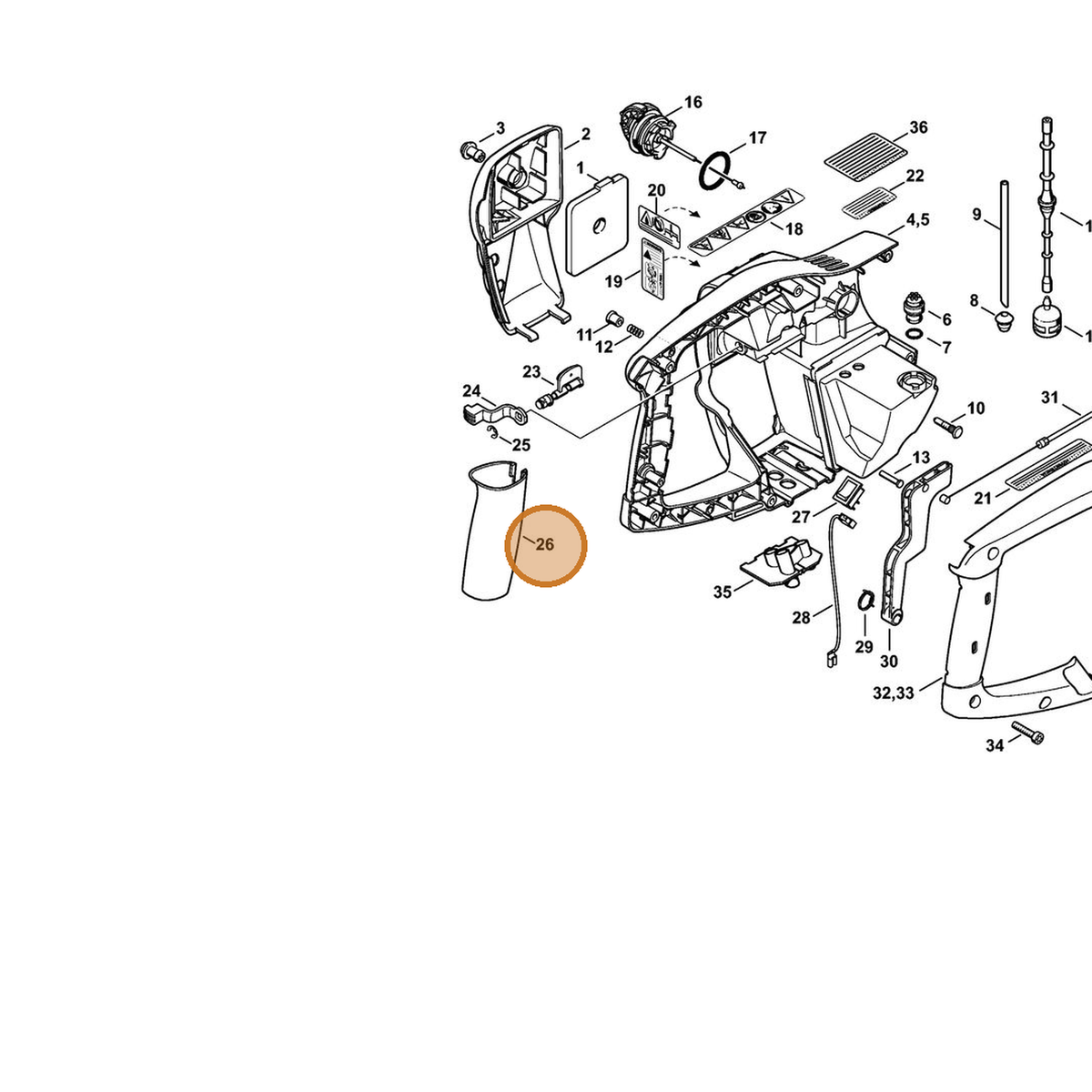 STIHL part 4314-791-2000 — IPL diagram snippet (6x zoom, amber highlight)
