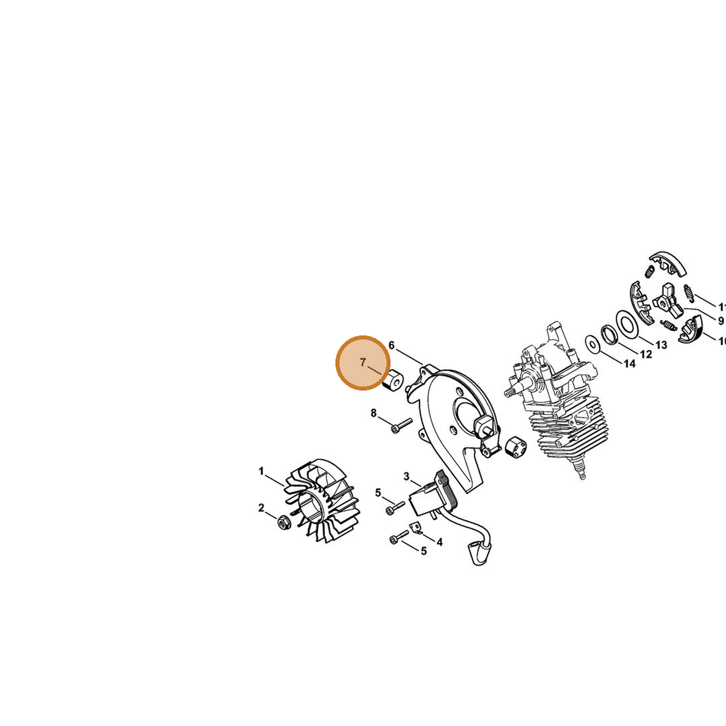 STIHL part 4314-792-9300 — IPL diagram snippet (6x zoom, amber highlight)