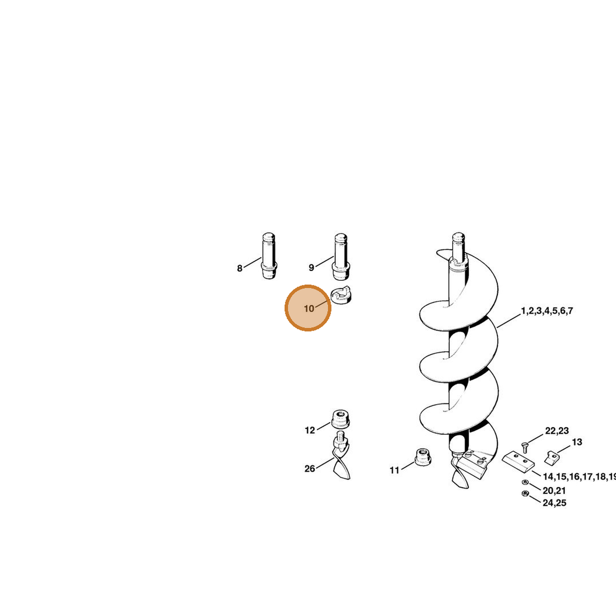 STIHL part 4401-682-1100 — IPL diagram snippet (6x zoom, amber highlight)