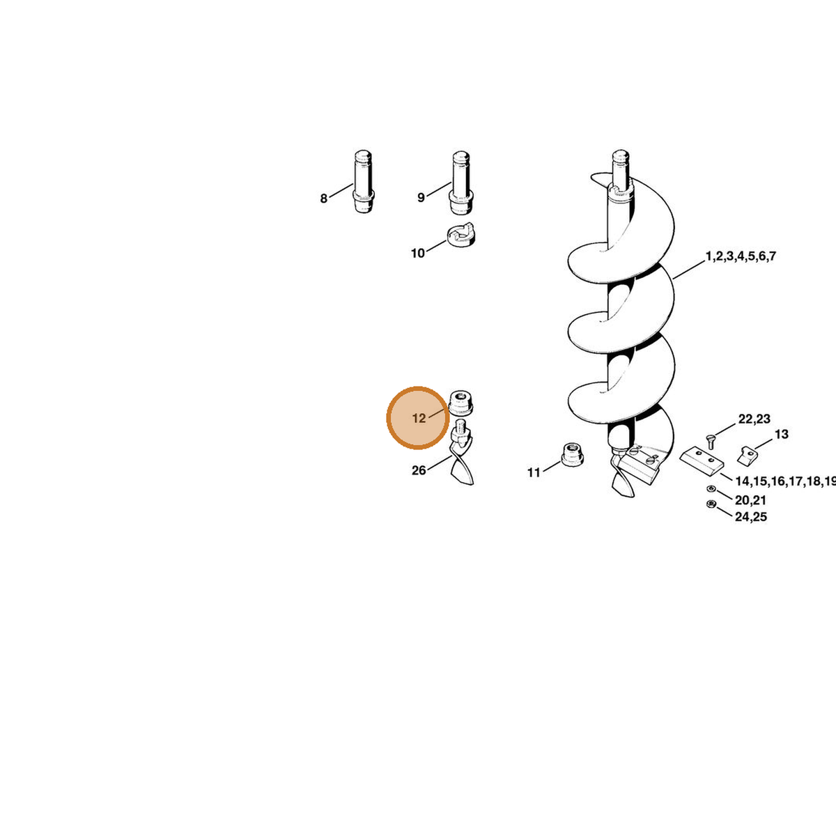 STIHL part 4401-682-1705 — IPL diagram snippet (6x zoom, amber highlight)